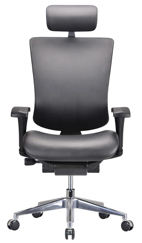 HOMEROOTS 53" Black Leather Plastic And Aluminum Office Chair