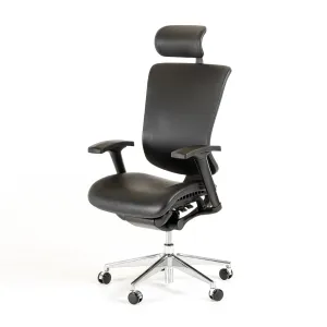HOMEROOTS 53" Black Leather Plastic And Aluminum Office Chair