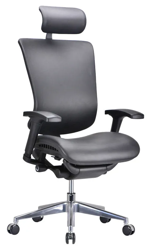 HOMEROOTS 53" Black Leather Plastic And Aluminum Office Chair