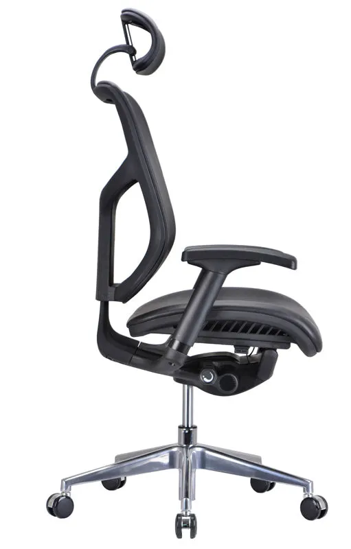 HOMEROOTS 53" Black Leather Plastic And Aluminum Office Chair