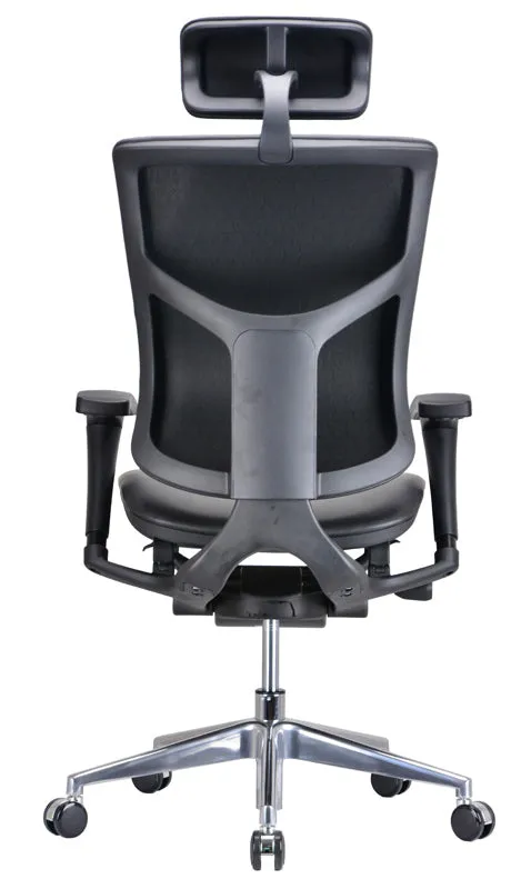 HOMEROOTS 53" Black Leather Plastic And Aluminum Office Chair