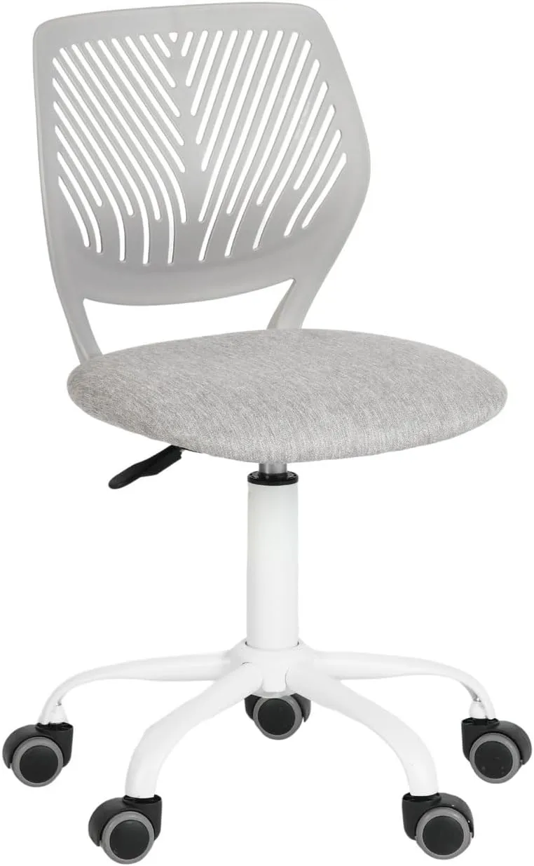Homy Casa Armless Home Office Desk Chair, Colorful Task Chair with Soft Mesh Padded Cushion, Height Adjustable Swivel Study Computer Chair for for Girls Boys Teens (Grey Ⅰ, 1PC)