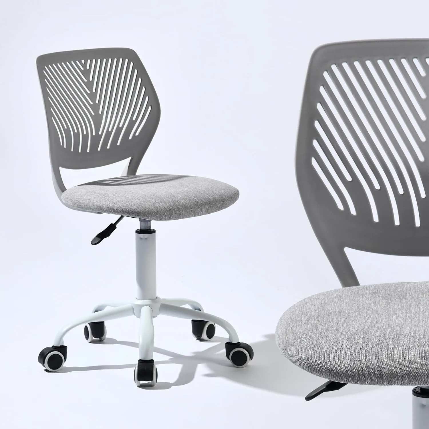 Homy Casa Armless Home Office Desk Chair, Colorful Task Chair with Soft Mesh Padded Cushion, Height Adjustable Swivel Study Computer Chair for for Girls Boys Teens (Grey Ⅰ, 1PC)