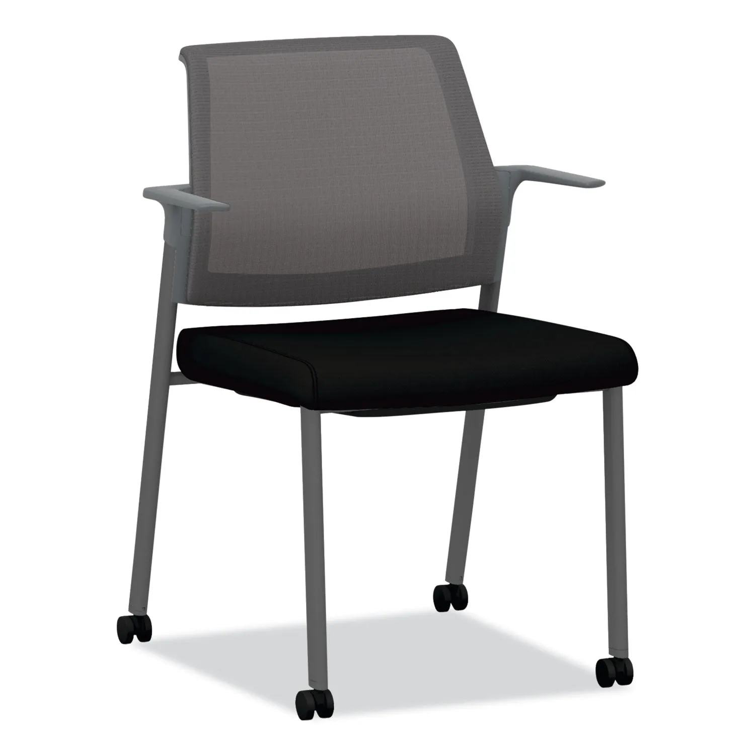 HON® Cipher Mesh Back Guest Chair, 24.25" x 24.13" x 33.5", Black Seat, Charcoal Back, Charcoal Base