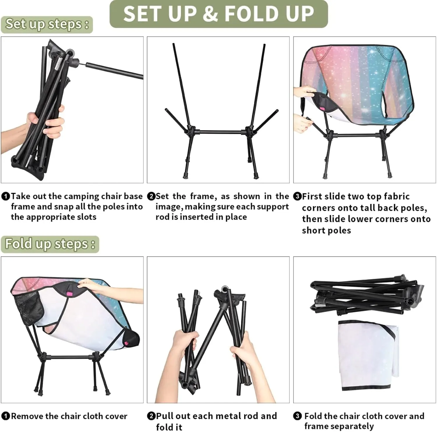 Honeybaby Folding Camping Chair Rainbow Stripes Camping Chairs Lightweight Portable Chair Outdoor Foldable Chairs for Camping Travel Picnic Beach Hiking