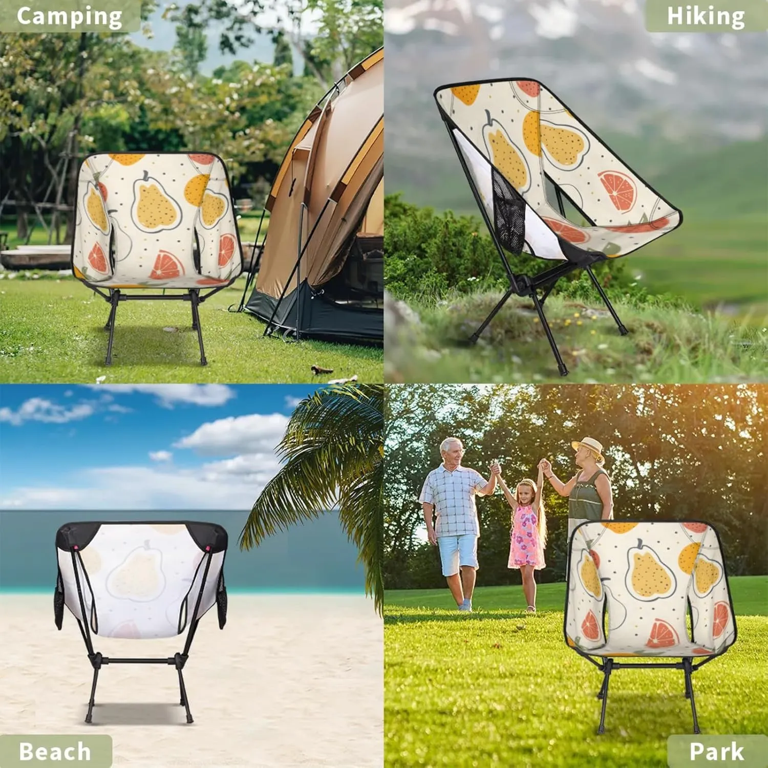 Honeybaby Folding Camping Chair Strawberry Pear Lemon Camping Chairs Lightweight Portable Chair Outdoor Foldable Chairs for Camping Travel Picnic Beach Hiking