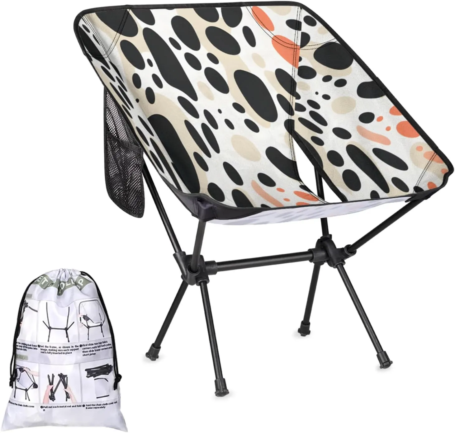 Honeybaby Folding Camping Chair Watercolor Cow Print Camping Chairs Lightweight Portable Chair Outdoor Foldable Chairs for Camping Travel Picnic Beach Hiking