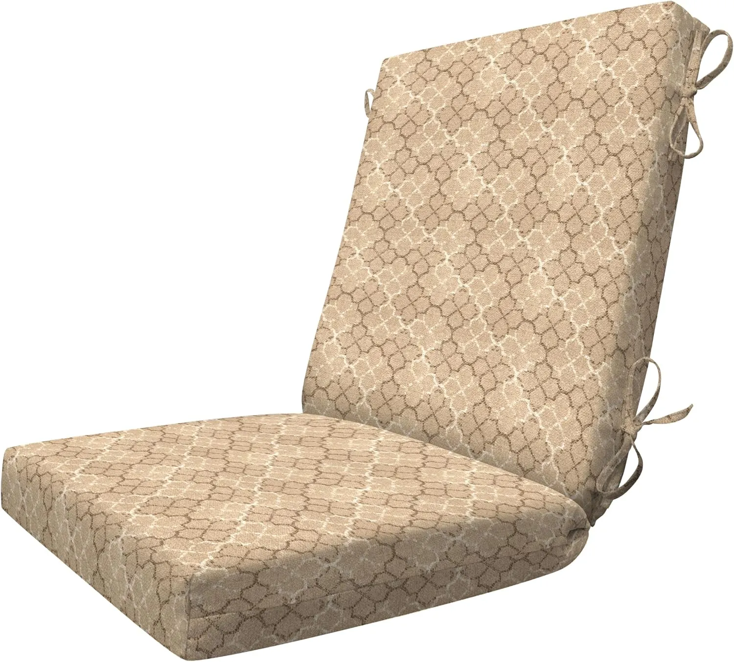 Honeycomb Essentials Outdoor Dining Chair Cushion, 20" x 41", Courtyard Geo Almond Patio Cushion