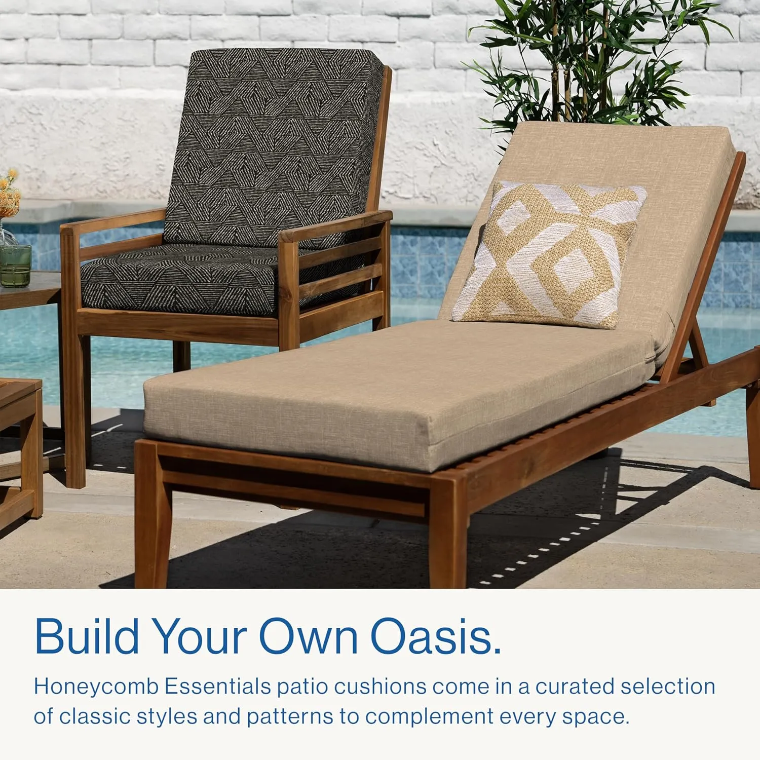 Honeycomb Essentials Outdoor Dining Chair Cushion, 20" x 41", Zaire Black Patio Cushion