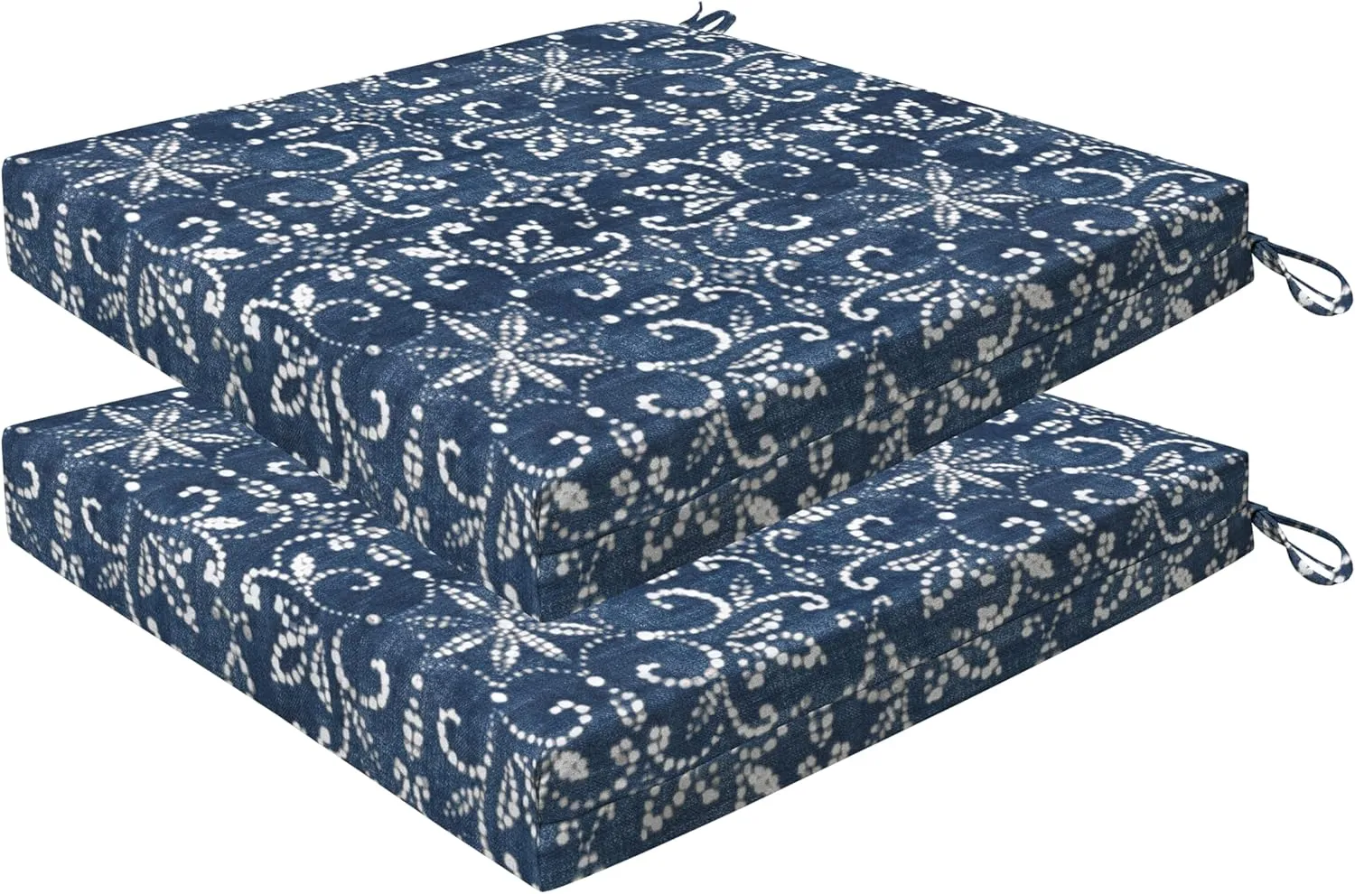 Honeycomb Essentials Outdoor Square Seat Cushions, 19" x 19", Boheme Patio Chair Cushion 2-Pack