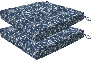 Honeycomb Essentials Outdoor Square Seat Cushions, 19" x 19", Boheme Patio Chair Cushion 2-Pack