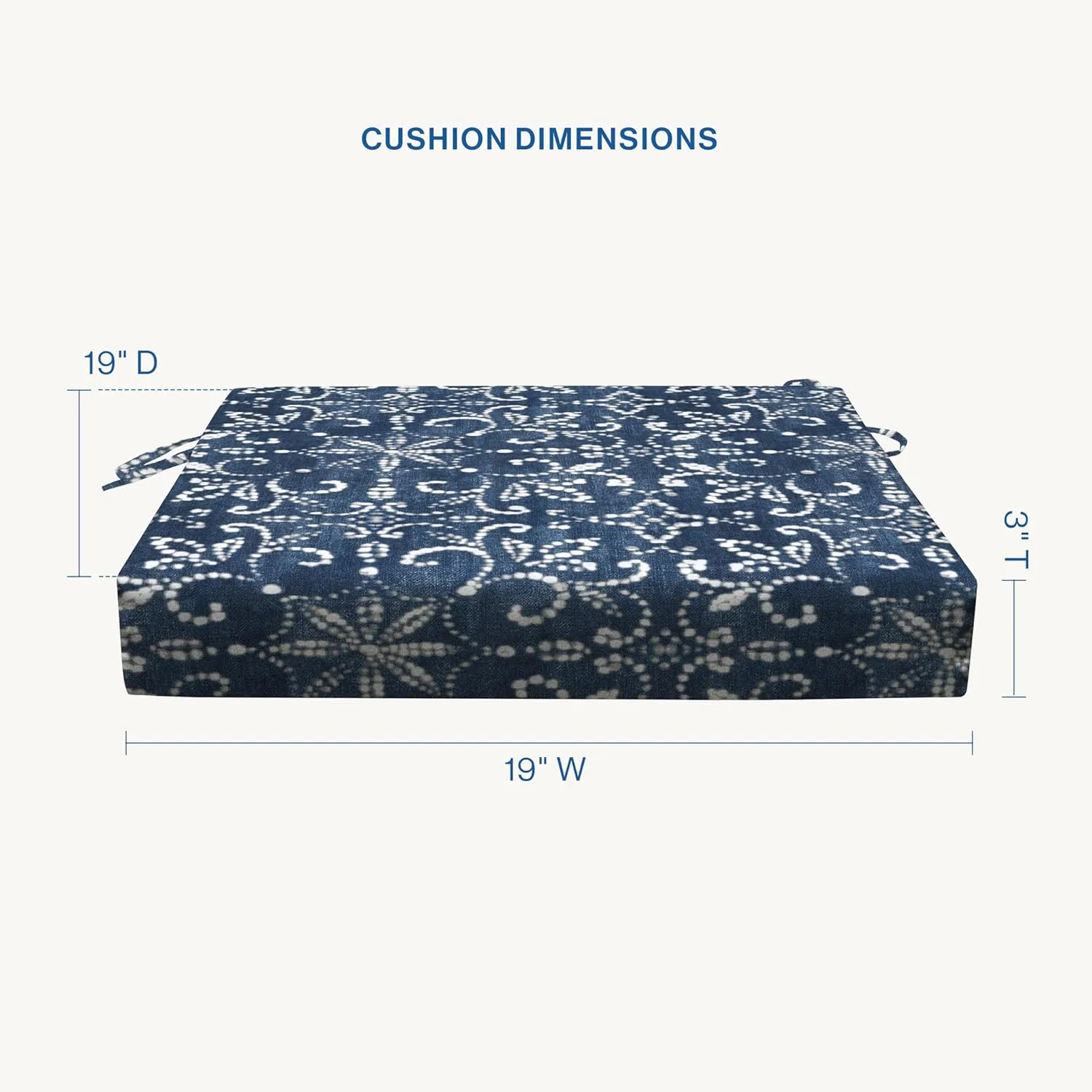 Honeycomb Essentials Outdoor Square Seat Cushions, 19" x 19", Boheme Patio Chair Cushion 2-Pack