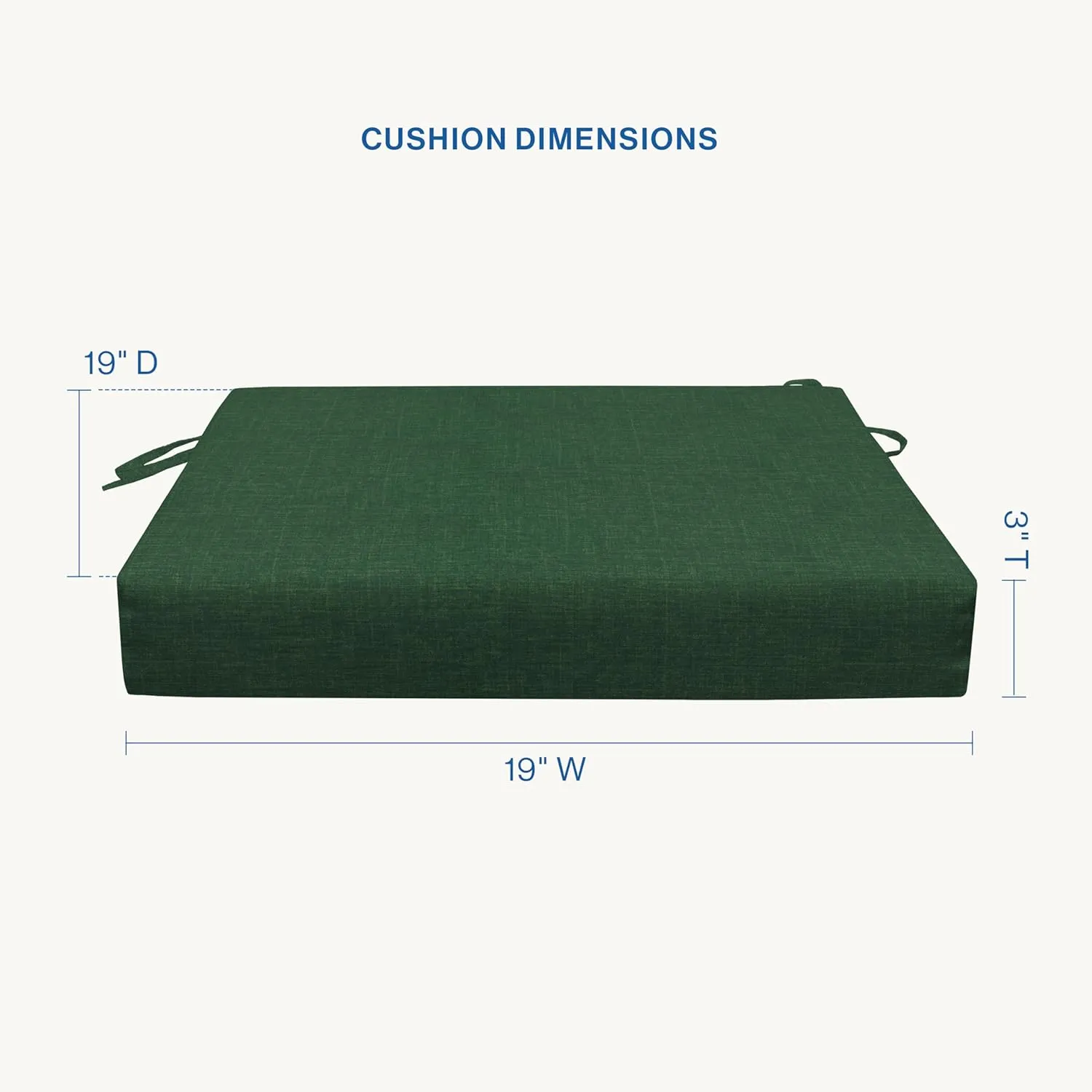 Honeycomb Essentials Outdoor Square Seat Cushions, 19" x 19", Hampton Texture Hunter Patio Chair Cushion 2-Pack