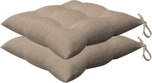 Honeycomb Indoor/Outdoor Textured Solid Birch Tan Square Tufted Seat Cushion: Recycled Polyester Fill, Weather Resistant, Pack of 2 Patio Cushions: 17" W x 17" D x 4" T