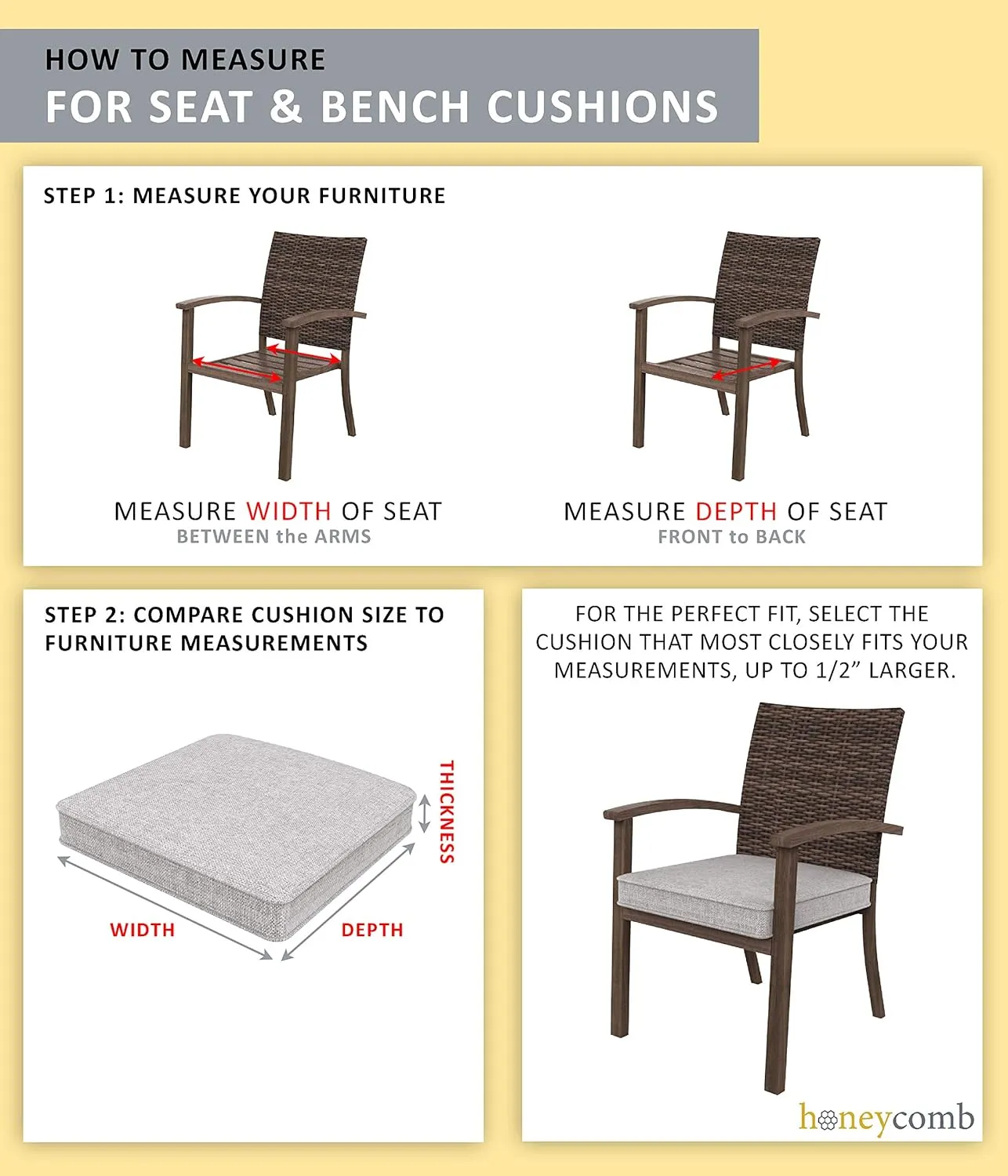 Honeycomb Indoor/Outdoor Textured Solid Birch Tan Square Tufted Seat Cushion: Recycled Polyester Fill, Weather Resistant, Pack of 2 Patio Cushions: 17" W x 17" D x 4" T