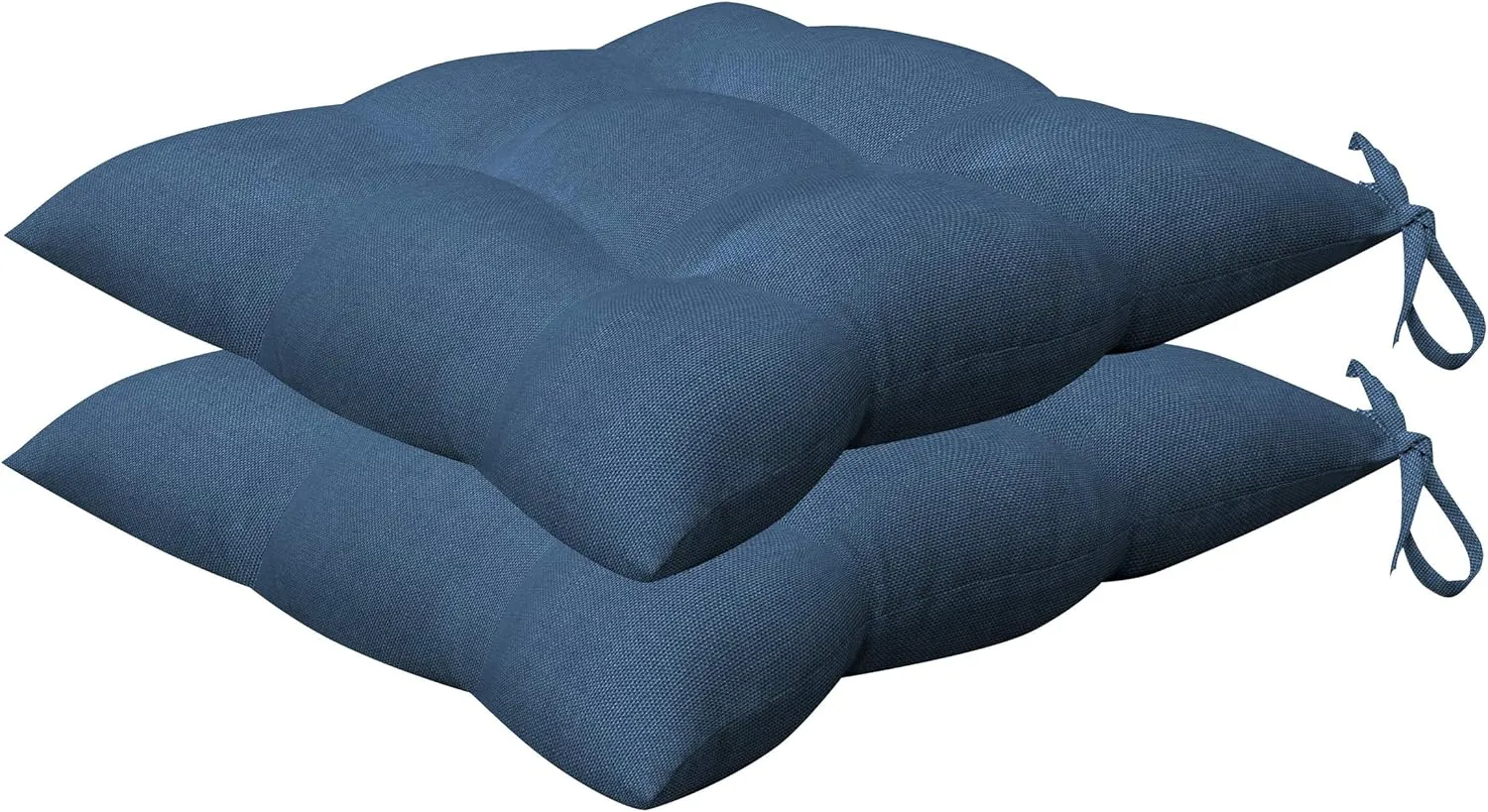 Honeycomb Indoor/Outdoor Textured Solid Pacific Blue Square Tufted Seat Cushion: Recycled Polyester Fill, Weather Resistant, Pack of 2 Patio Cushions: 17" W x 17" D x 4" T