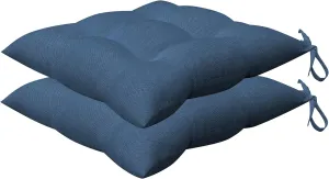 Honeycomb Indoor/Outdoor Textured Solid Pacific Blue Square Tufted Seat Cushion: Recycled Polyester Fill, Weather Resistant, Pack of 2 Patio Cushions: 17" W x 17" D x 4" T
