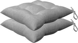 Honeycomb Indoor/Outdoor Textured Solid Platinum Grey Square Tufted Seat Cushion: Recycled Polyester Fill, Weather Resistant, Pack of 2 Patio Cushions: 17" W x 17" D x 4" T
