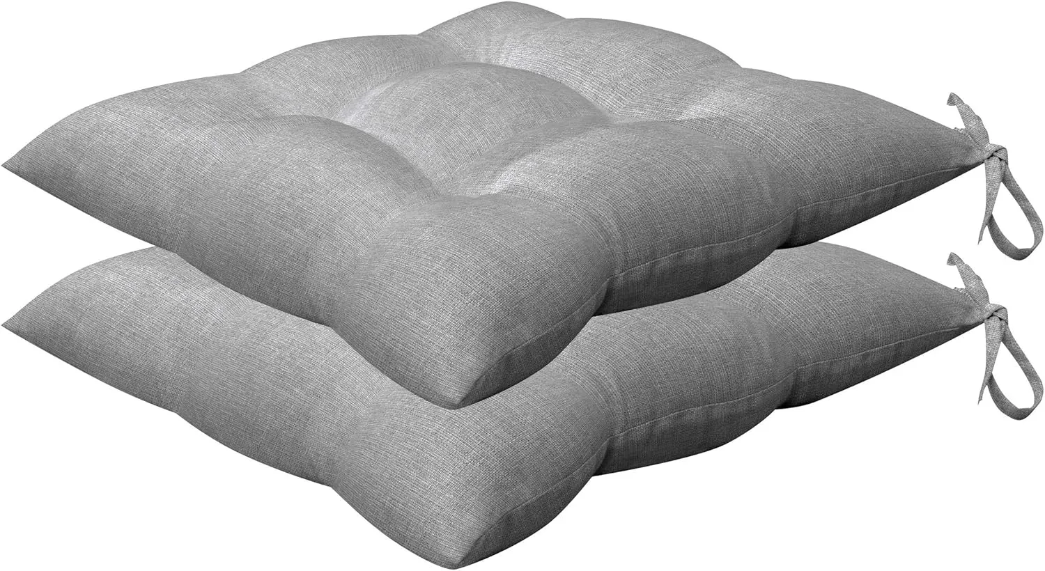 Honeycomb Indoor/Outdoor Textured Solid Platinum Grey Square Tufted Seat Cushion: Recycled Polyester Fill, Weather Resistant, Pack of 2 Patio Cushions: 17" W x 17" D x 4" T