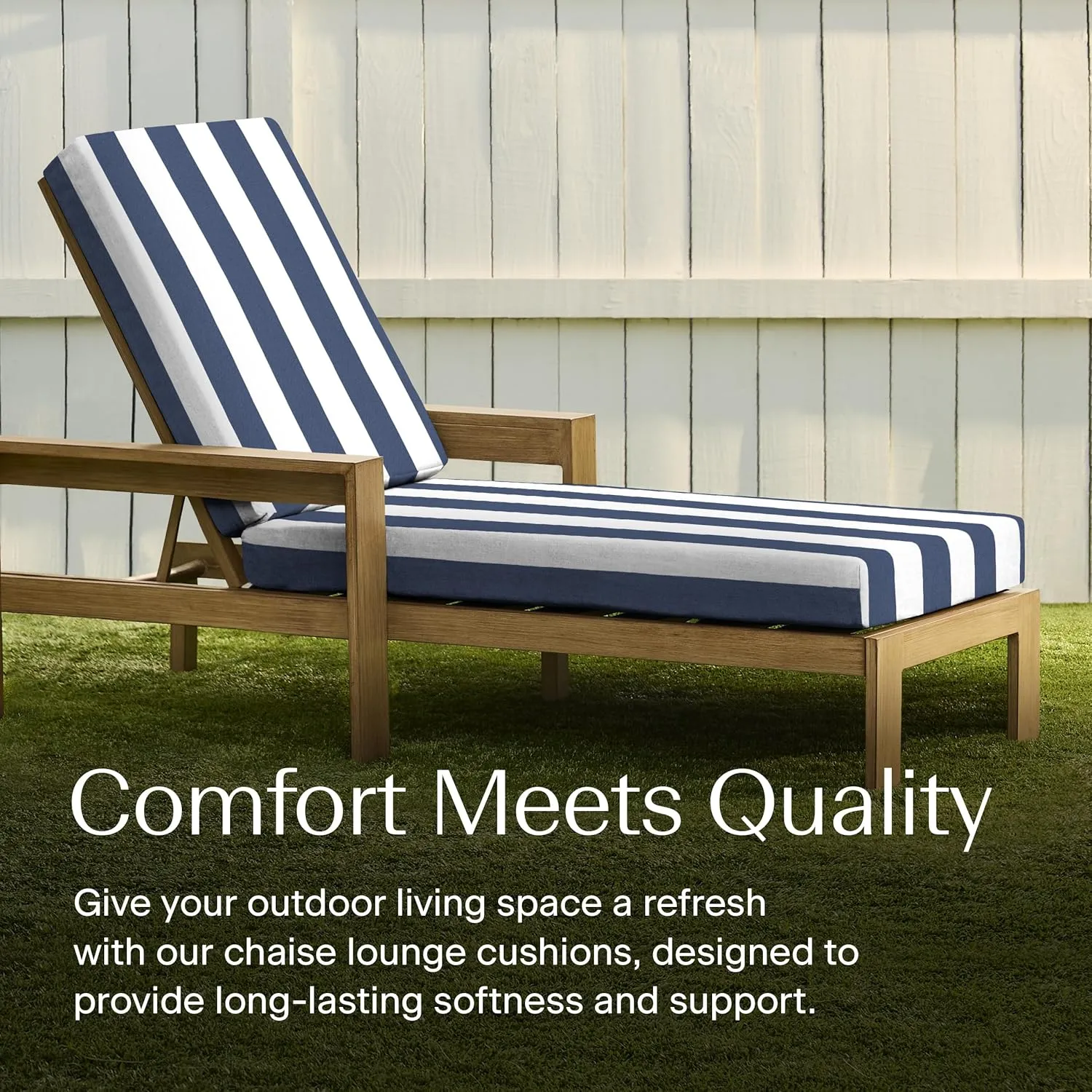 Honeycomb Outdoor Chaise, 22.5" W x 70" L, Cabana Stripe Blue & White Patio Cushion