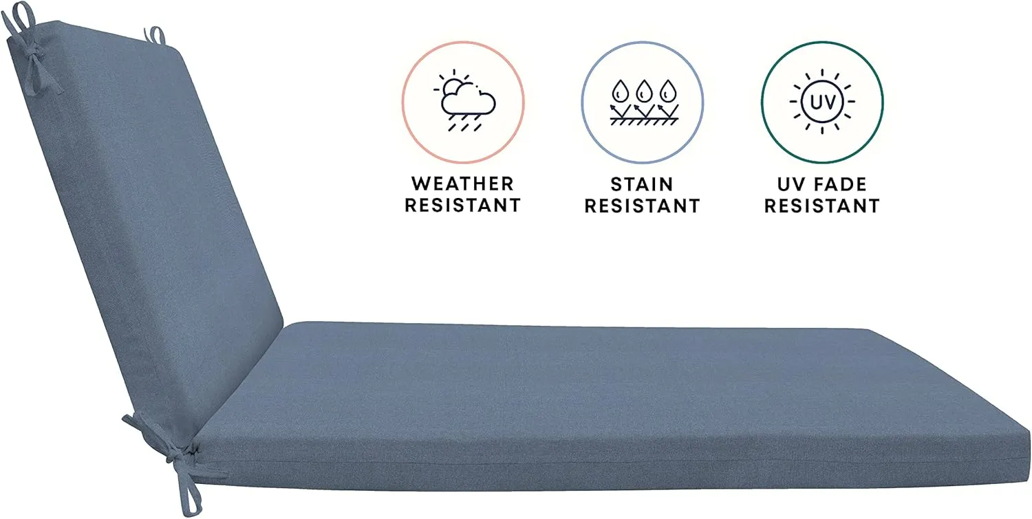 Honeycomb Outdoor Chaise, 22.5" W x 70" L, Heathered Solid Blue Patio Cushion
