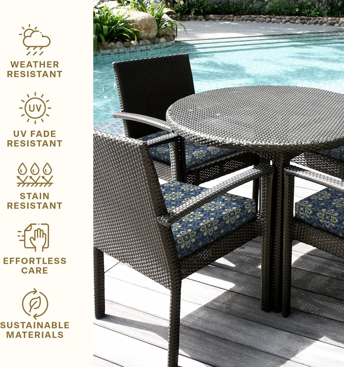 Honeycomb Outdoor Cushion Set 20" x 20", Medina Medallion Dining Patio Cushions