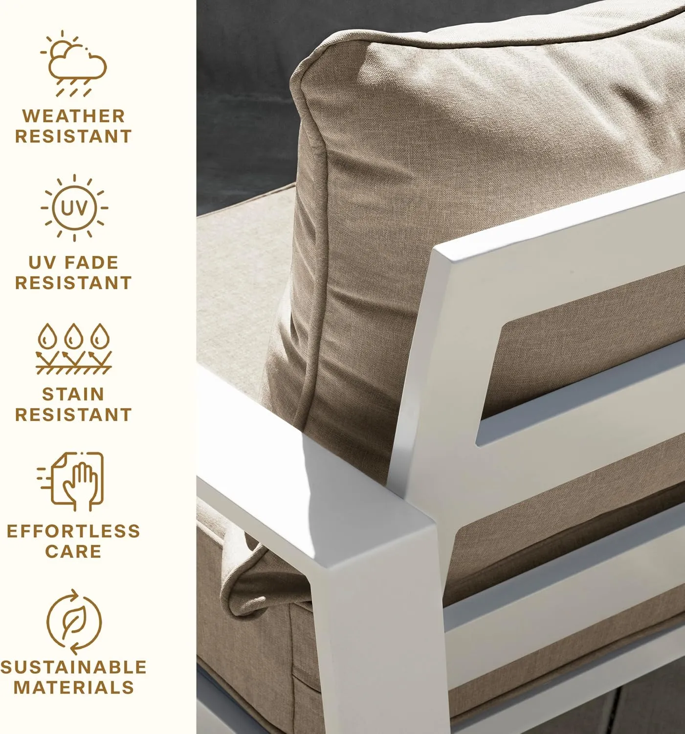 Honeycomb Outdoor Deep Seat, 24" W x 23" D, Cabana Stripe Tan Outdoor Chair Cushion