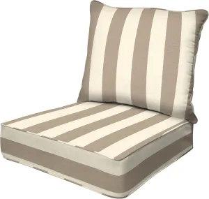 Honeycomb Outdoor Deep Seat, 24" W x 23" D, Cabana Stripe Tan Outdoor Chair Cushion