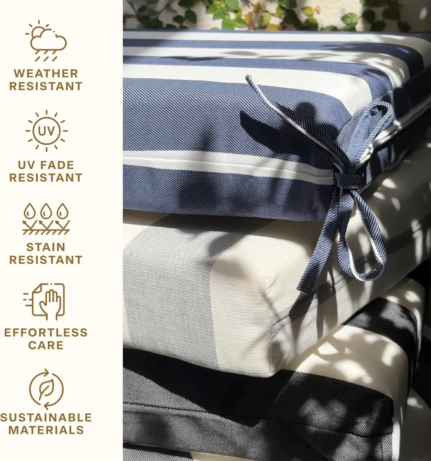 Honeycomb Outdoor Highback, 21" W x 42" L, Cabana Stripe Green & Cream Outdoor Chair Cushion