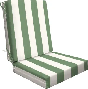 Honeycomb Outdoor Highback, 21" W x 42" L, Cabana Stripe Green & Cream Outdoor Chair Cushion