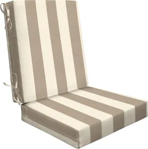 Honeycomb Outdoor Highback, 21" W x 42" L, Cabana Stripe Tan Outdoor Chair Cushion