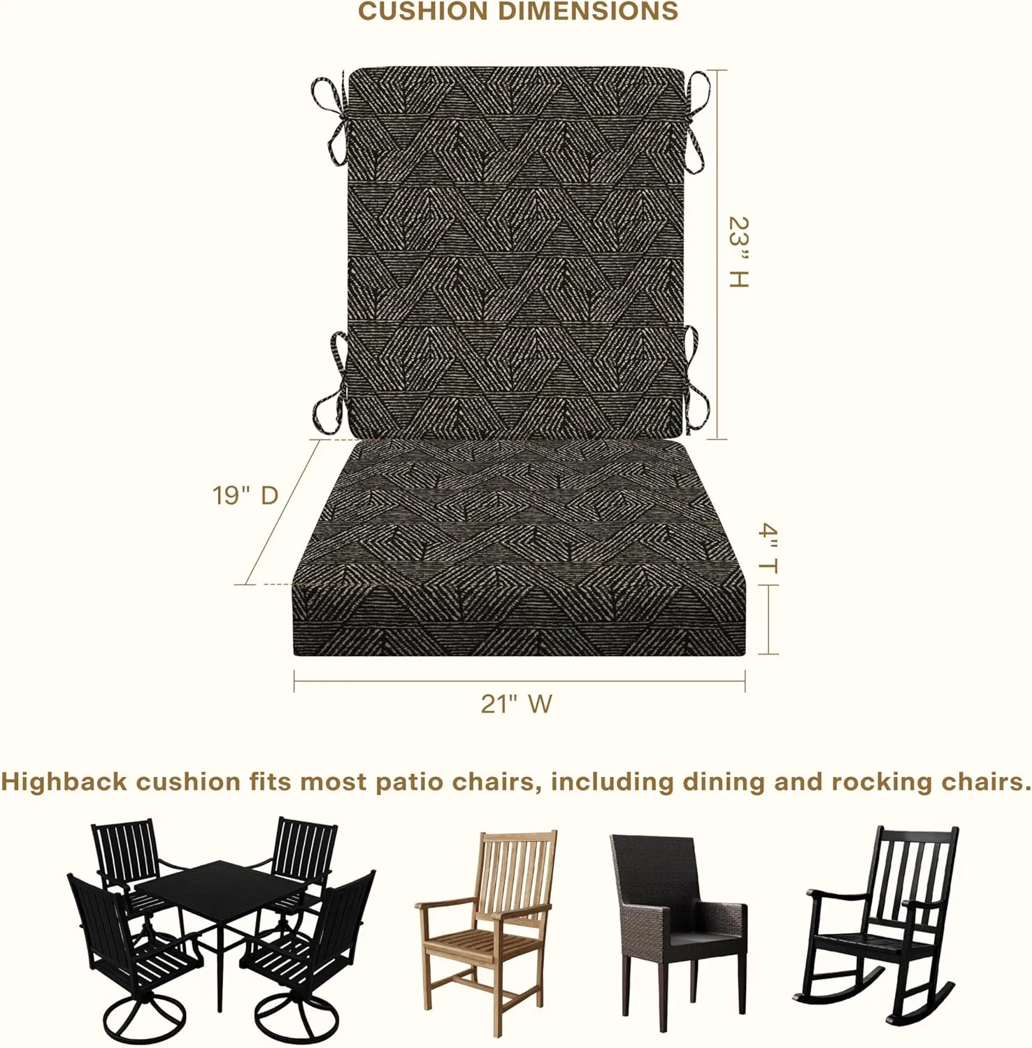 Honeycomb Outdoor Highback, 21" W x 42" L, Zaire Outdoor Chair Cushion