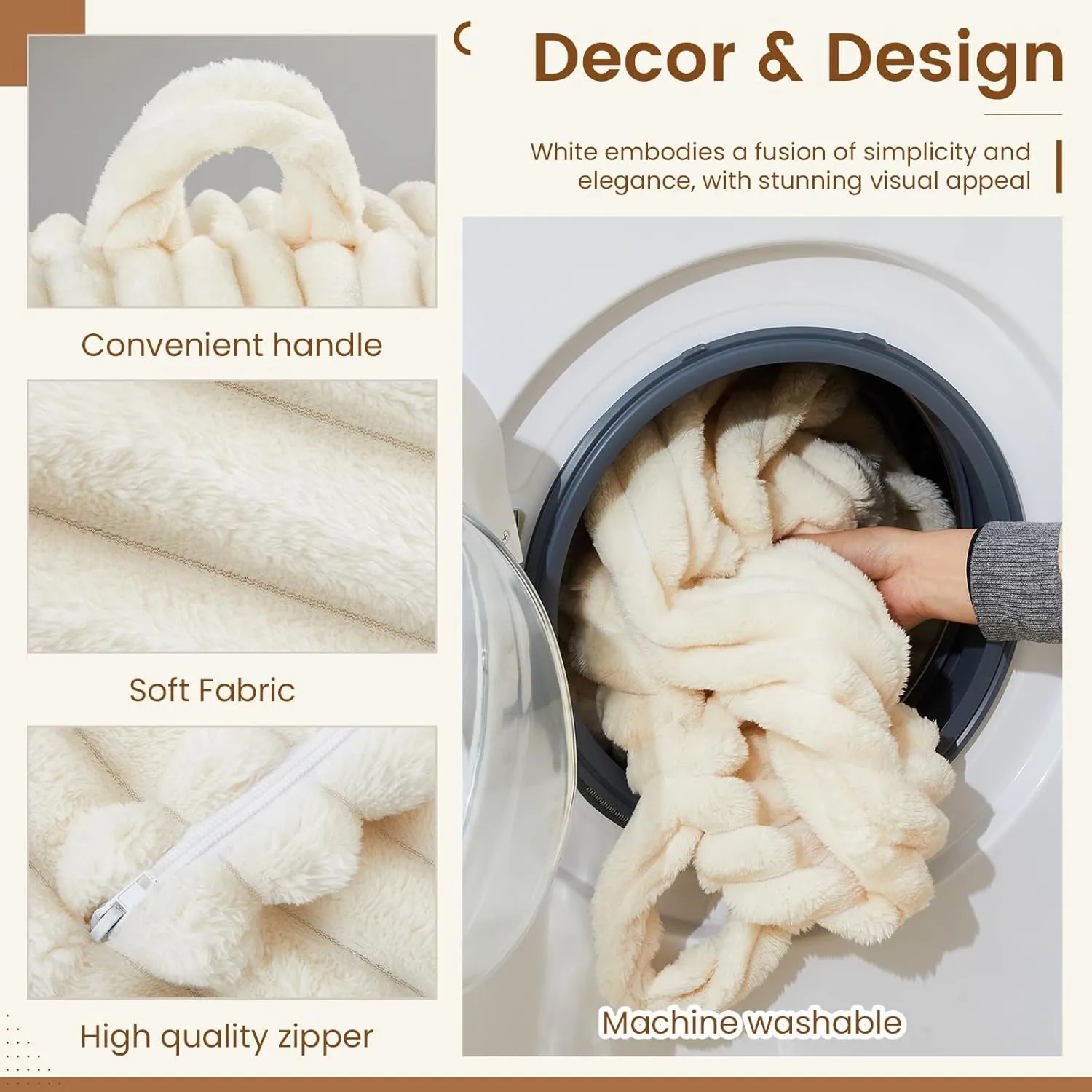 Honeydak Ribbed Rabbit Fur Stuffed Animal Storage Bean Bag Chair Cover (No Filler) Comfy Bean Bag Cover Without Filling or Home Bedroom Decor Organizing Plush Doll Textile Holder(White,L)
