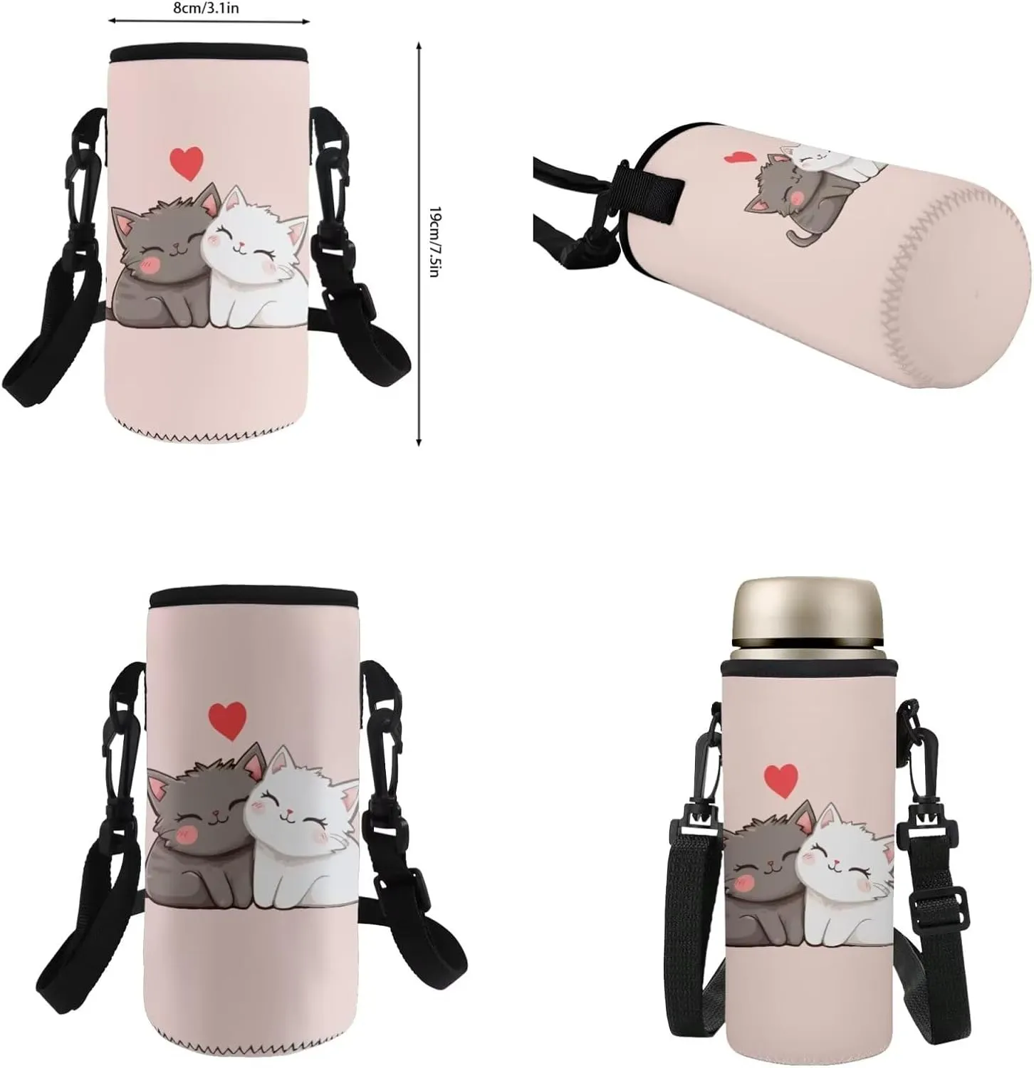 HUGS IDEA Cartton Cat Backpack for Girls Lightweight School Backpack with Lunch Bag 17 Inch Kids Bookbag for Elementary School Novelty School Bags for Girls 6-8 Kids Travel Daypack