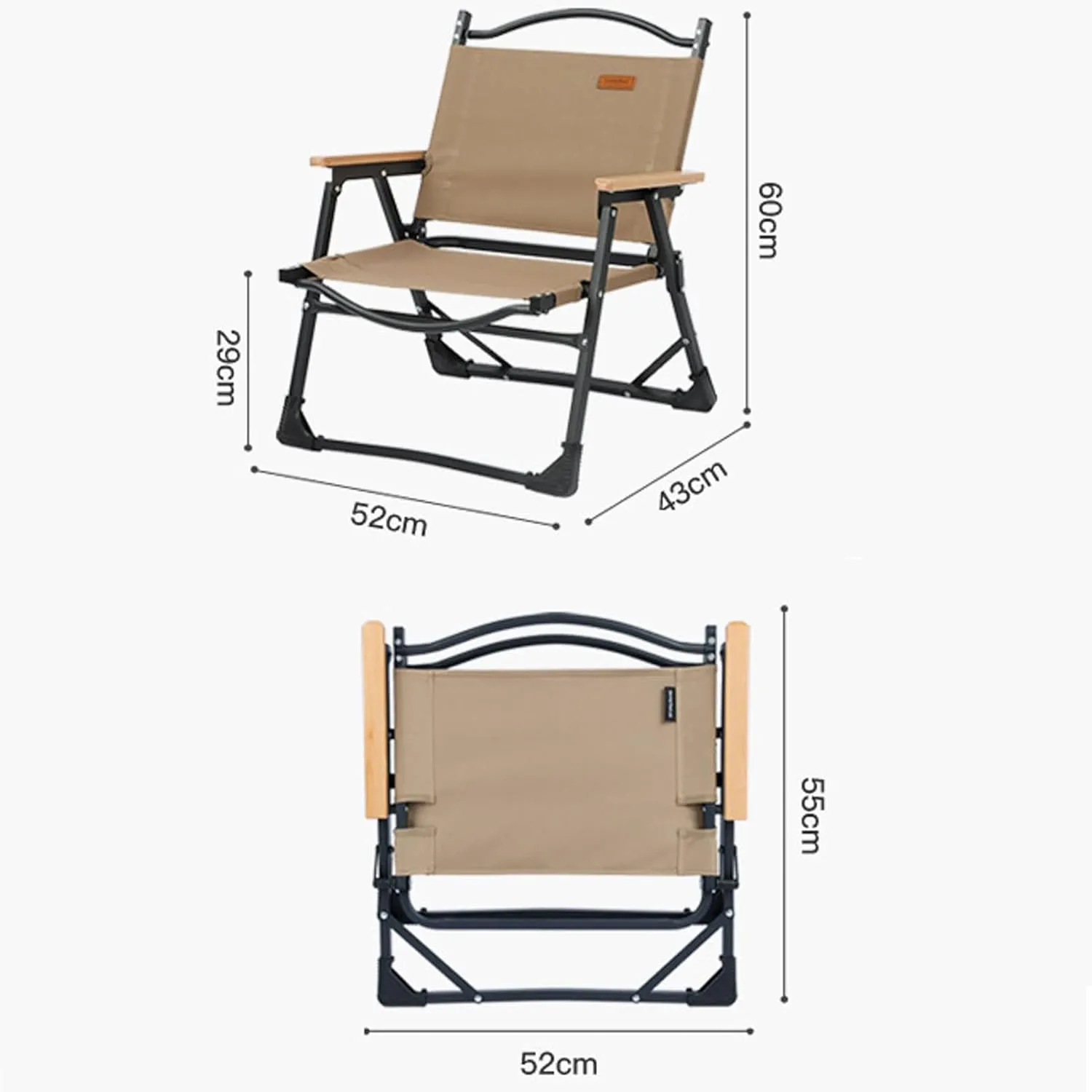 HUHJYUGE Folding Camping Chair with Armrest, Portable Folding Directors Chair, Heavy Duty Foldable Outdoor Chair, Easy Carry, for Lawn, Picnic and Fishing, Supports 265lbs (B)