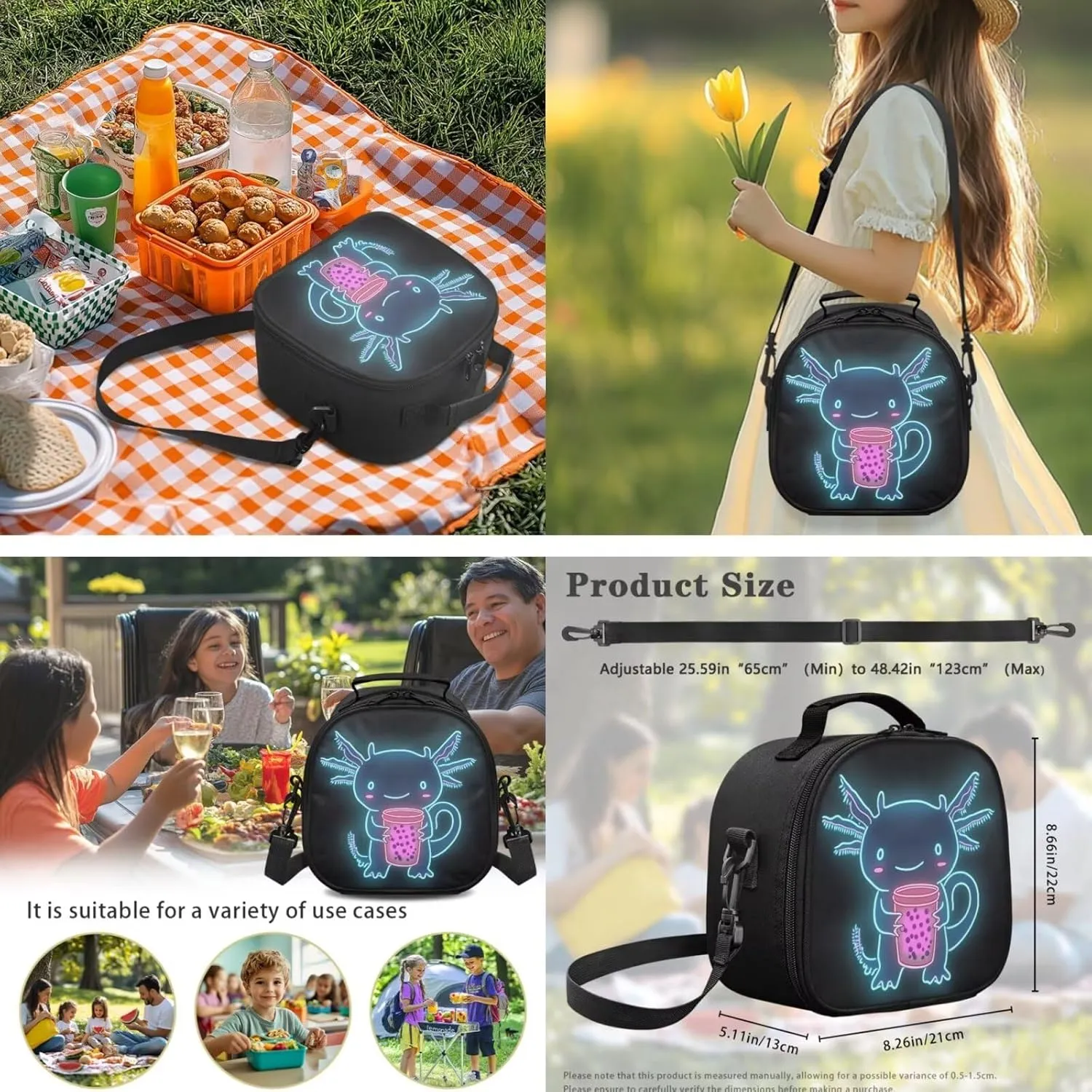 HUIACONG Axolotl Backpack for Boys with Lunch Box Set Girls Bookbag Age 6-8/8-10 Kindergarten School Bag Lunchbox Pecnil Case Water Bottle Holder Back to School Supplies