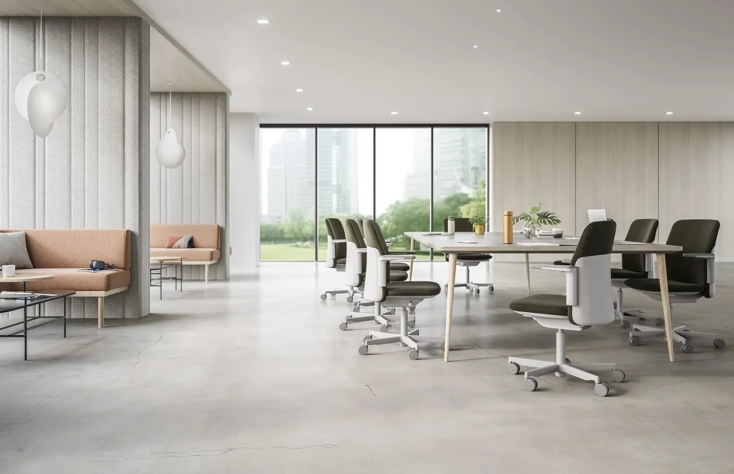 Humanscale Path Home Office Task Chair, Adjustable Duron Arms, Polished Aluminum with Light Gray Frame, and Blue Steel Formsense Eco Knit Fabric with Optional Soft Casters for Hard Flooring