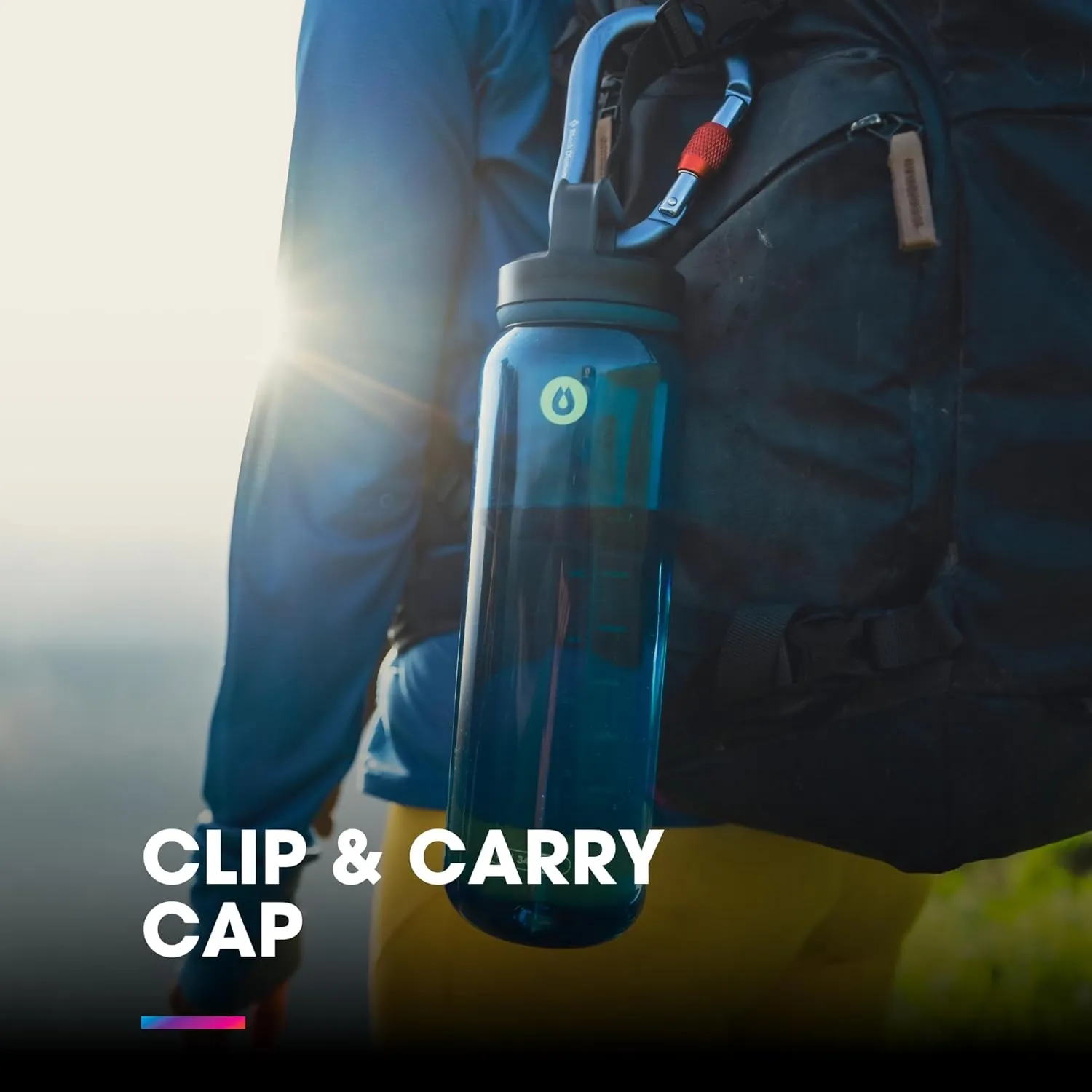 HydraPak Recon Clip & Carry - Wide Mouth Recycled Plastic Water Bottle (24oz or 32oz) - Eco Friendly, BPA Free, Tethered Cap