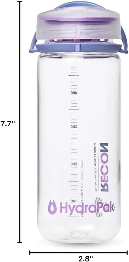 HydraPak Recon Twist & Sip - Wide Mouth Recycled Plastic Water Bottle (24oz or 32oz) - Eco Friendly, BPA Free, Easy Carry