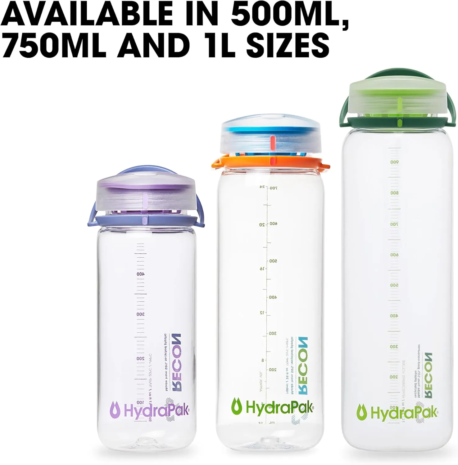 HydraPak Recon Twist & Sip - Wide Mouth Recycled Plastic Water Bottle (24oz or 32oz) - Eco Friendly, BPA Free, Easy Carry