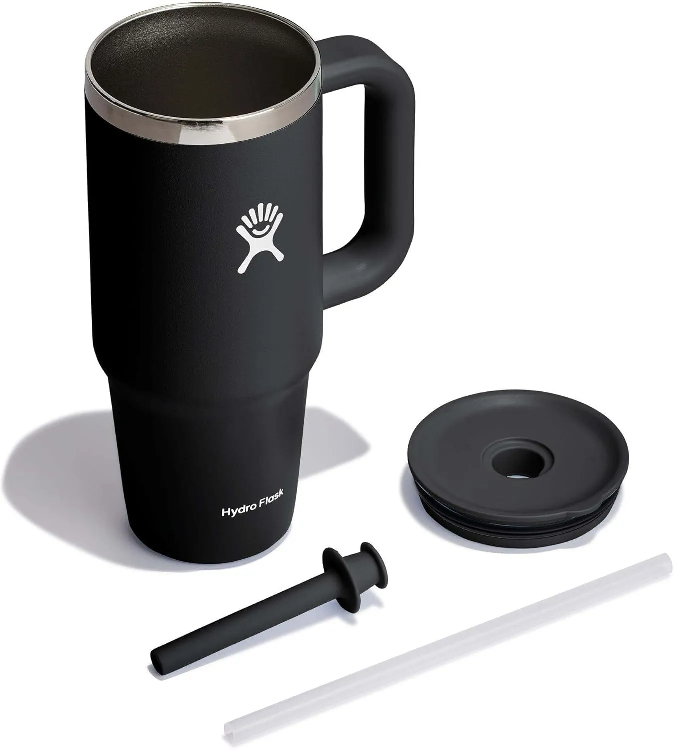 Hydro Flask 24 Oz Travel Tumbler with Handle, Lid and Straw - Insulated Stainless Steel in 24 Oz Black
