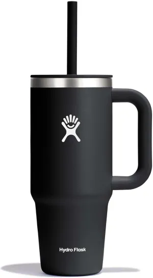 Hydro Flask 24 Oz Travel Tumbler with Handle, Lid and Straw - Insulated Stainless Steel in 24 Oz Black