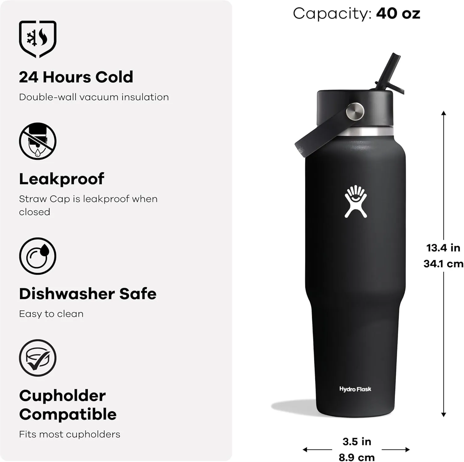 Hydro Flask 40 OZ Wide Flex Straw Travel Bottle SURF