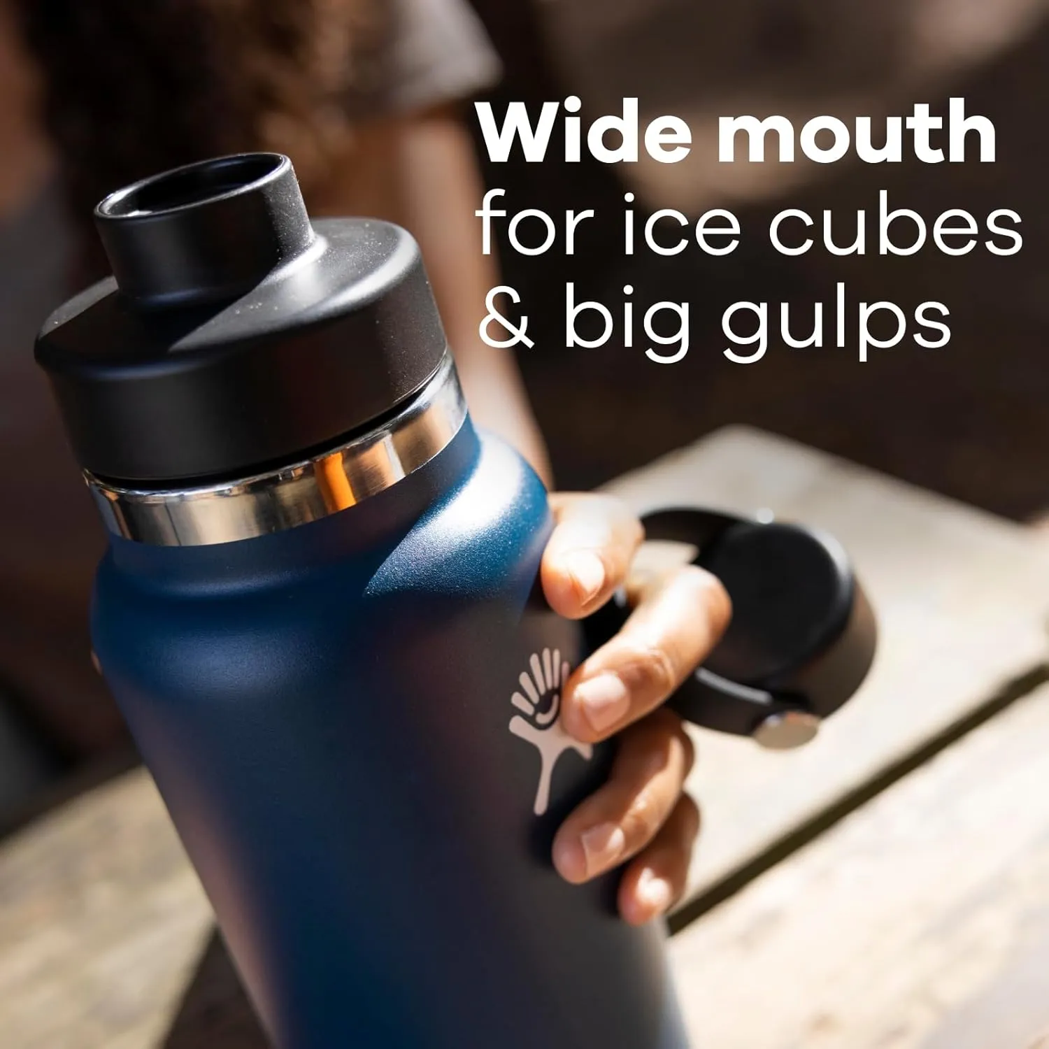 HYDRO FLASK Wide Mouth Chug Cap vacuum insulated stainless steel water bottle with leakproof closeable lid for cold water drinks, sports, travel, car and school
