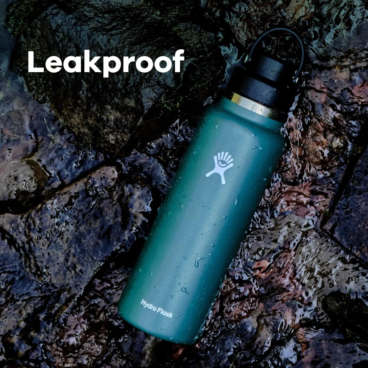 HYDRO FLASK Wide Mouth Chug Cap vacuum insulated stainless steel water bottle with leakproof closeable lid for cold water drinks, sports, travel, car and school