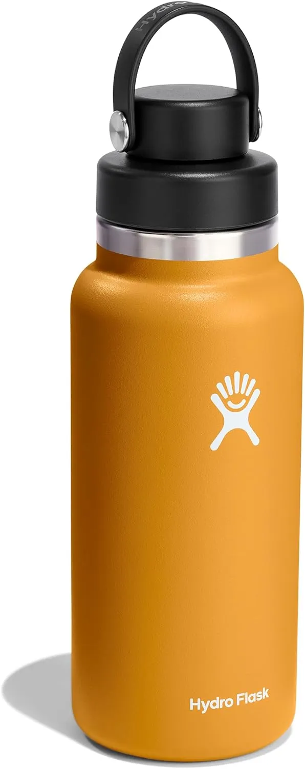 HYDRO FLASK Wide Mouth Chug Cap vacuum insulated stainless steel water bottle with leakproof closeable lid for cold water drinks, sports, travel, car and school