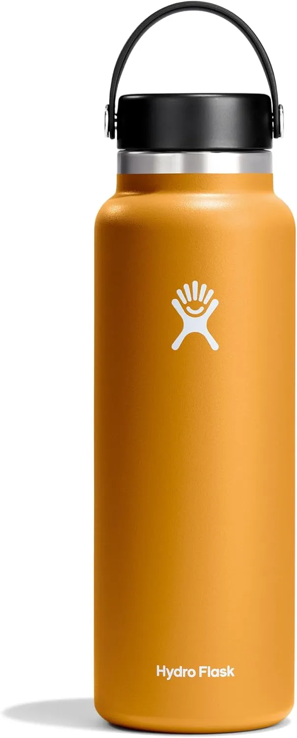 Hydro Flask Wide Mouth vacuum insulated stainless steel water bottle with leakproof closeable lid for cold water drinks, sports, travel, car and school