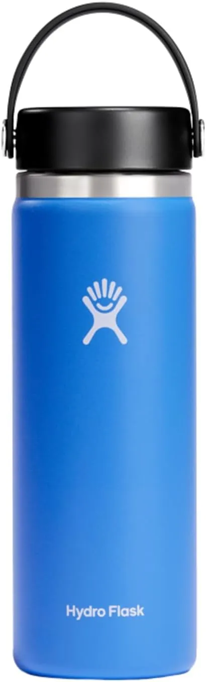 Hydro Flask Wide Mouth vacuum insulated stainless steel water bottle with leakproof closeable lid for cold water drinks, sports, travel, car and school
