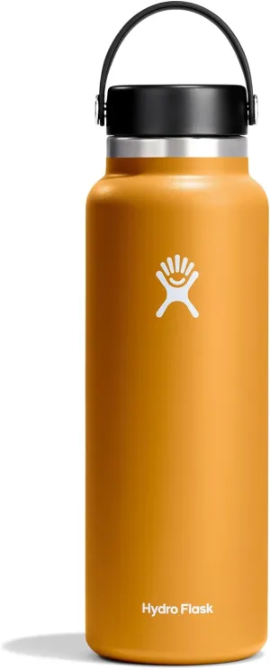 Hydro Flask Wide Mouth vacuum insulated stainless steel water bottle with leakproof closeable lid for cold water drinks, sports, travel, car and school