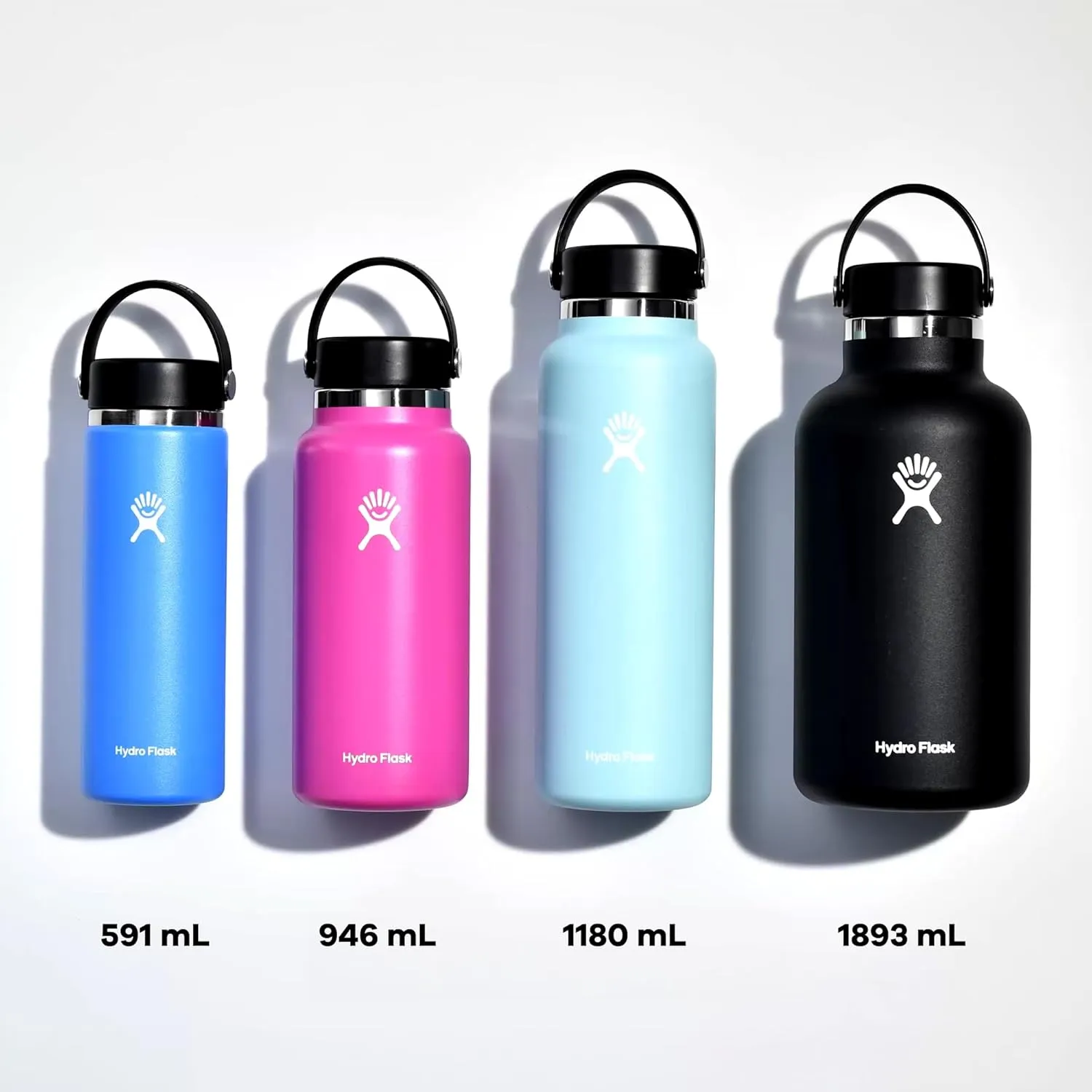 Hydro Flask Wide Mouth vacuum insulated stainless steel water bottle with leakproof closeable lid for cold water drinks, sports, travel, car and school